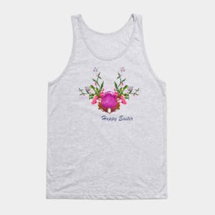 Happy easter, easter egg with flowers Tank Top